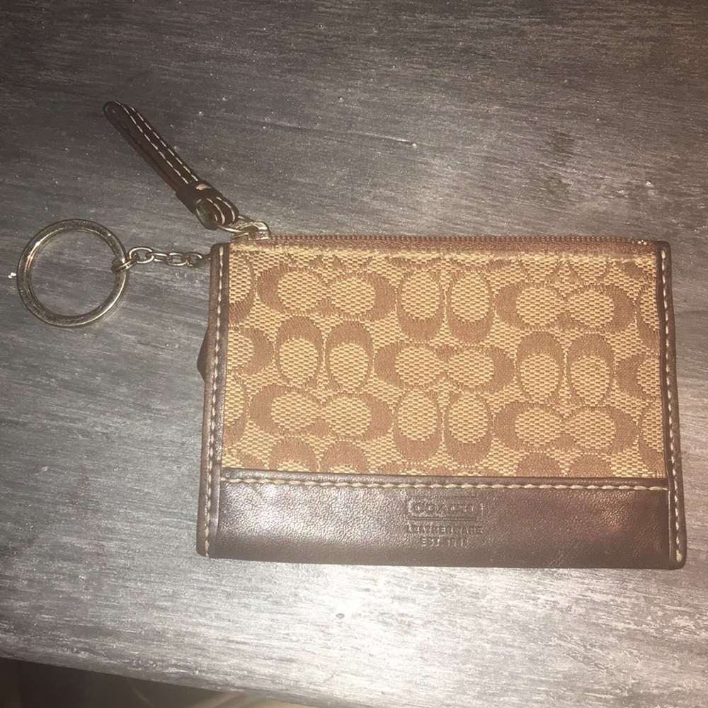 Coach card & coin holder with key ring